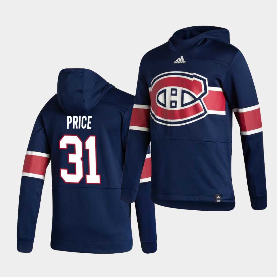 Men Montreal Canadiens 31 Price Blue NHL 2021 Adidas Pullover Hoodie Jersey